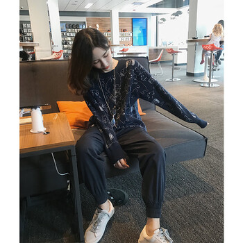 媚笛（MEIDI） 高腰 工裝褲 女 九分褲 休閑褲
