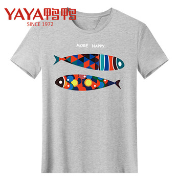 鴨鴨（YAYA） 短袖 男士T恤 灰色雙魚(yú) 