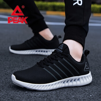 匹克（PEAK）跑步鞋黑色/大白（革面） 42
