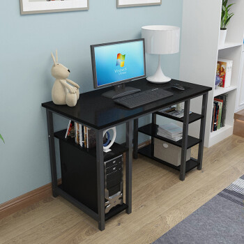 帅力 简易台式机电脑桌大型书桌收纳家用办公桌宽大台面带书架 黑胡桃色 120*60*74cm SL8101Z