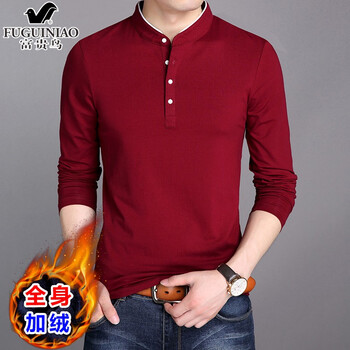 富貴鳥（FUGUINIAO） 長(zhǎng)袖 男士T恤 8165/紅色加絨 XL，L，XXL，XXXL，M