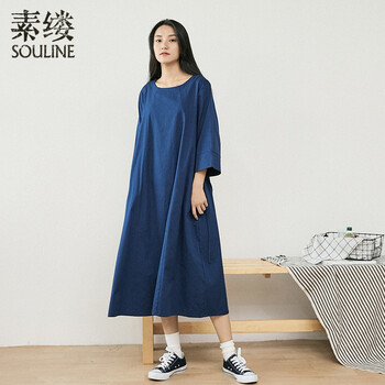 純棉腰帶連衣裙