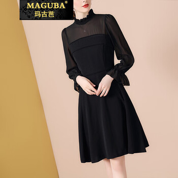 瑪古芭（MAGUBA） 純色 褶皺 連衣裙