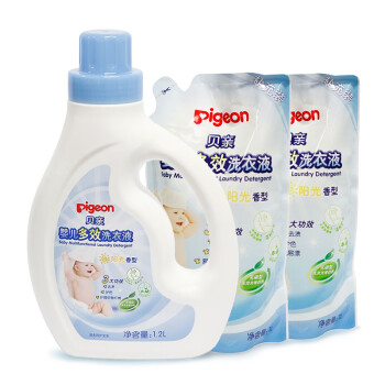 贝亲(Pigeon) 洗衣液 婴儿洗衣液 宝宝洗衣液 儿童洗衣液 促销装 1.2L+1.0L*2  (阳光香型) PL247