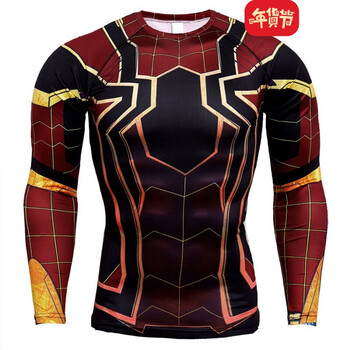 鹿斯特 長袖 男士T恤 長袖紅色鋼鐵俠 S，XL，L，XXXL，XXL，M