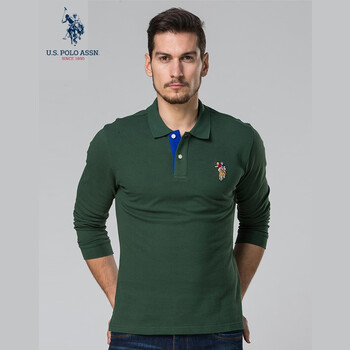 U.S.POLO ASSN. 長(zhǎng)袖 男士T恤 綠色 S，XL，L，M，XXL