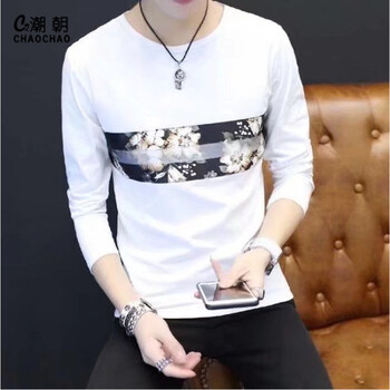 C2潮朝（C2CHAOCHAO） 長袖 男士T恤 白色 XL，L，XXL，XXXL，M