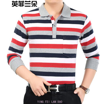 英菲蘭朵（YING FEI LAN DUO） 長(zhǎng)袖 男士T恤 38#紅條紋 XL，L，M