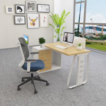 麦森 员工位 单人职员屏风钢制办公桌 办公家具组合工位 1.4米枫木色带柜可定制 MS-GW-112