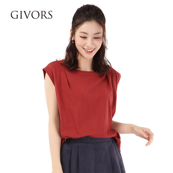 GIVORS 褶皺 短袖 T恤 女 圓領(lǐng)
