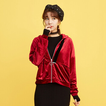 Actshine 連帽 長(zhǎng)袖 女 短外套 拉鏈