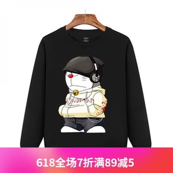 其他品牌 長袖 男士T恤 叮當貓衛(wèi)衣-黑色 