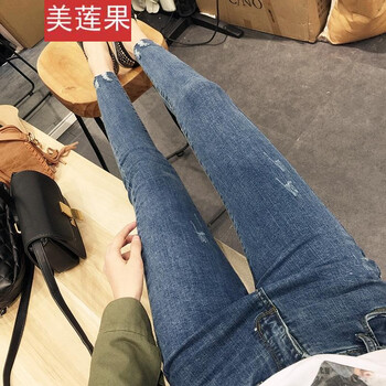 美蓮果（MEILIANGUO） 高腰  女 九分褲 牛仔褲