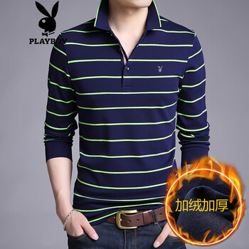 花花公子（PLAYBOY） 長袖 男士T恤 綠色 XL，L，XXL，XXXL，M