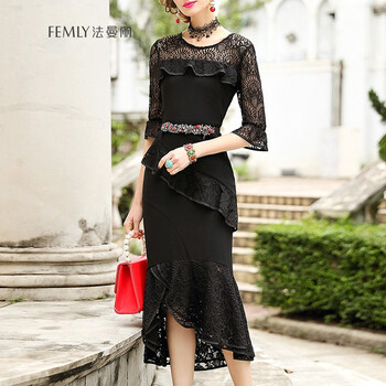 法曼麗（FEMLY） 純色 拼接，拼色 連衣裙