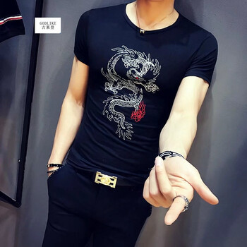 古萊登（GODLIKE） 短袖 男士T恤 龍黑色 XL，L，M，XXL