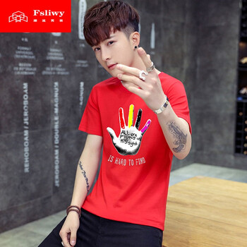 fsliwy 短袖 男士T恤 9019紅色 