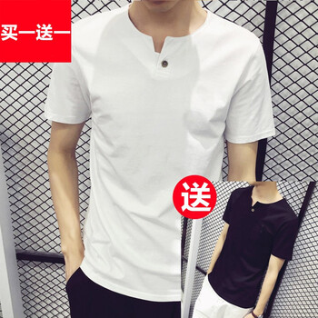 馬丁里歐 七分袖 男士T恤 白+黑 