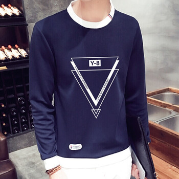 潮以純男 長(cháng)袖 男士T恤 潮以純男藏青 L