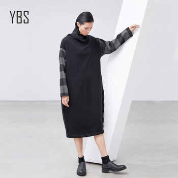 YBS 純色 條紋 連衣裙