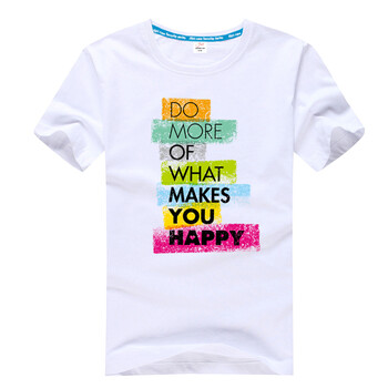 玖禾悠萊 短袖 男士T恤 HAPPY 白色 S，XL，L，XXL，加大，M，XXXL