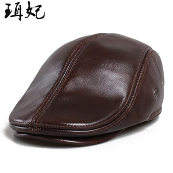 老人帽男真皮帽子