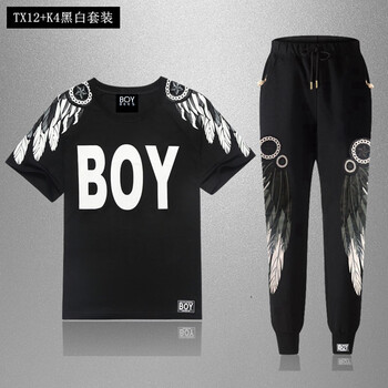 Boy Bees 短袖 男士T恤 TX12+K4黑白套裝 
