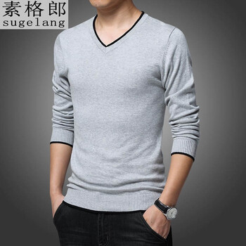 素格郎 長袖 男士T恤 灰色-常規(guī)款 XL，L，XXL，M，XXXL