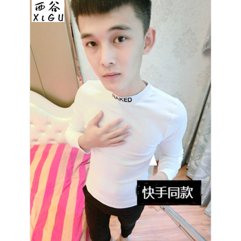 西谷（xigu） 長袖 男士T恤 高領(lǐng)長袖白色 S，XL，L，XXL，M