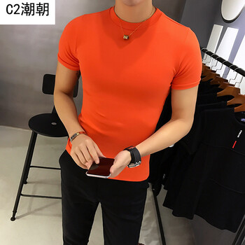 C2潮朝（C2CHAOCHAO） 短袖 男士T恤 深桔紅 XL，L，M，XXXL，XXL