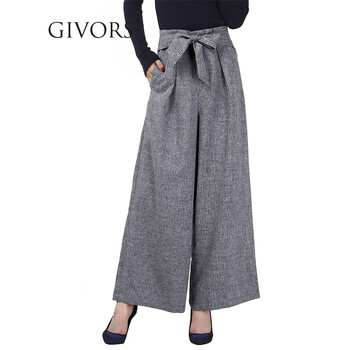 GIVORS 高腰 闊腳褲 女 長褲 休閑褲
