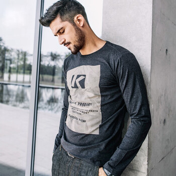 酷衣購（kuegou） 長(cháng)袖 男士T恤 深灰 