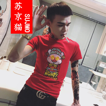 蘇京貓（SUJMO） 短袖 男士T恤 紅色 