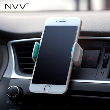 NVV 手機(jī)支架 白藍(lán)配-出風(fēng)口360度旋轉(zhuǎn)夾葉片