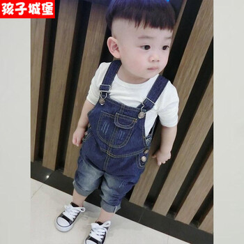 潮童牛仔背帶褲