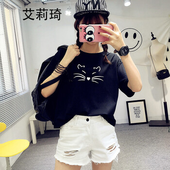 艾莉琦 印花 短袖 T恤 女 圓領(lǐng)