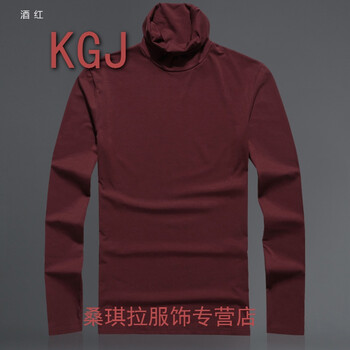 KGJ 長袖 男士T恤 酒紅  S