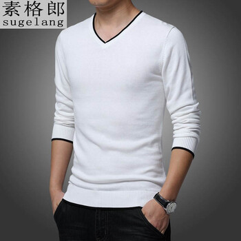 素格郎 長(cháng)袖 男士T恤 白色-常規款 XL，L，M，XXXL，XXL