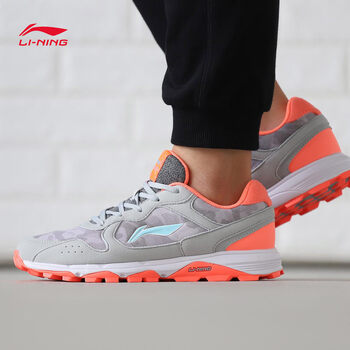 李寧（LI-NING）跑步鞋微晶灰/熒光柔橙 36