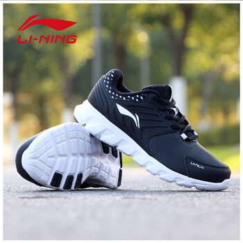 李寧（LI-NING）跑步鞋【革面跑鞋】黑白色 35