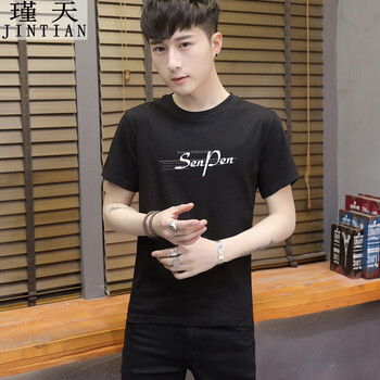 瑾天 短袖 男士T恤 黑色 S，XL，L，M，加大，XXL，XXXL