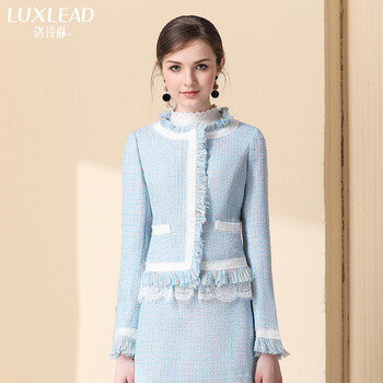 洛詩琳（LUXLEAD） 圓領(lǐng) 長袖 女 短外套 口袋，流蘇，花邊