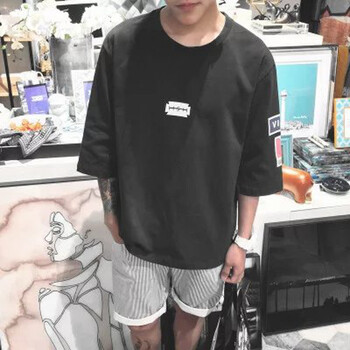 古萊登（GODLIKE） 長袖 男士T恤 七分袖刀片黑色 