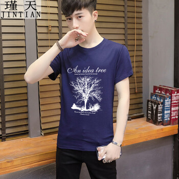 瑾天 短袖 男士T恤 深藍色 S，XL，L，XXL，XXXL，加大，M