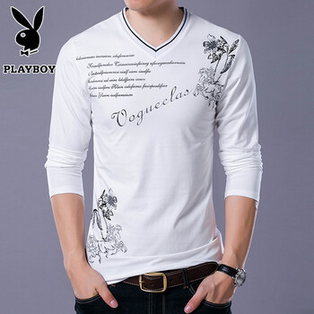 花花公子（PLAYBOY PHYSICAL） 長袖 男士T恤 1656A6616白色 