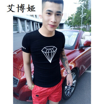 艾博婭 短袖 男士T恤 鉆石黑色 S，XL，L，M