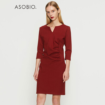 ASOBIO 純色 褶皺，立體裁剪 連衣裙