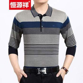 恒源祥 長(cháng)袖 男士T恤 藍色2301 175/88A