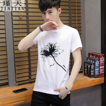 瑾天 短袖 男士T恤 白色 S，XL，L，XXL，XXXL，加大，M