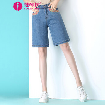 梵琴坊（Fokinofe） 高腰 直筒褲 女 五分褲 牛仔褲